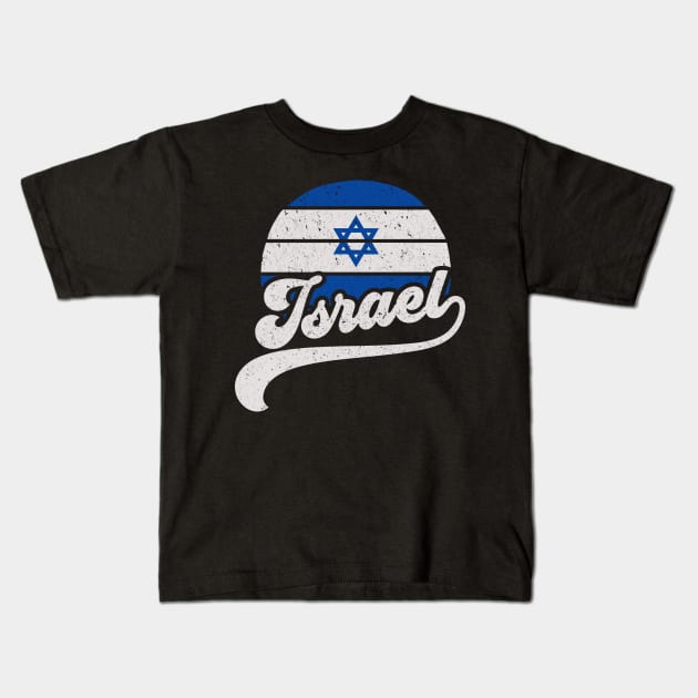 Israel Flag Retro Style Kids T-Shirt by sababa